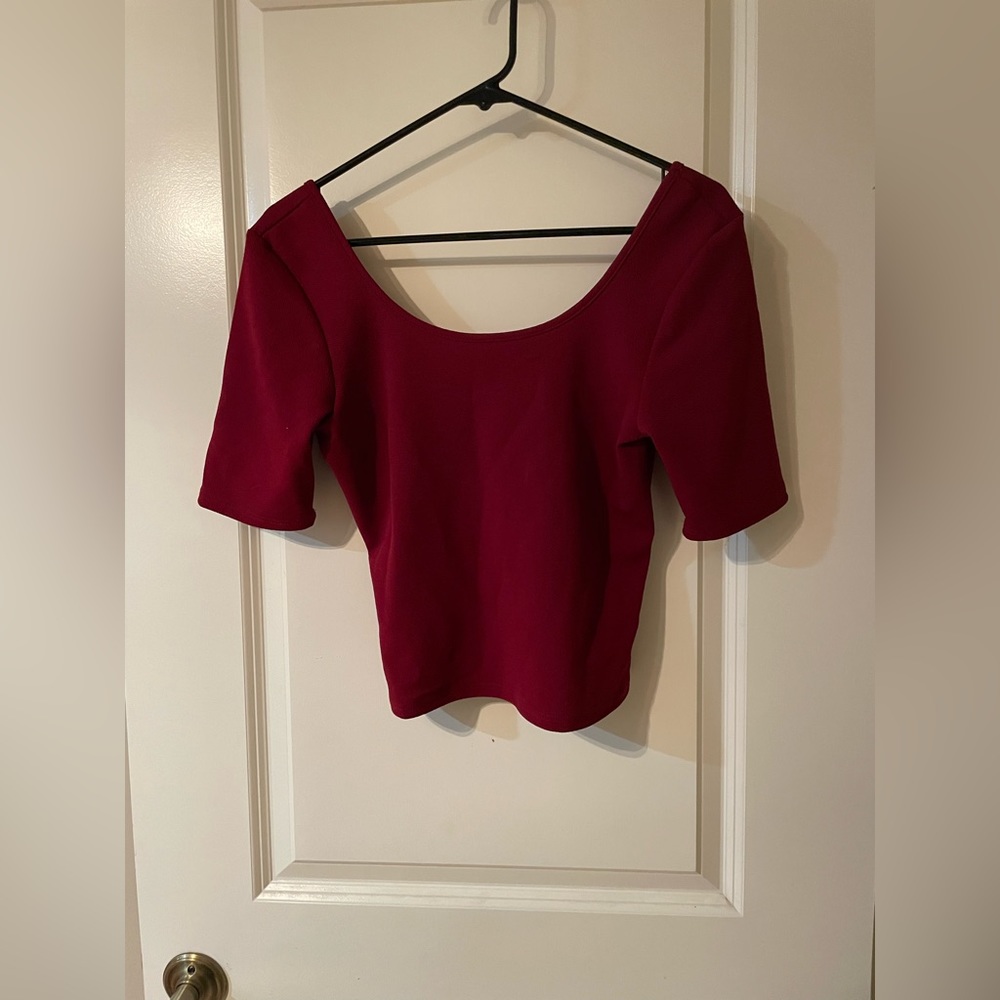 EUC About A Girl LA Red Cropped Shirt, size large